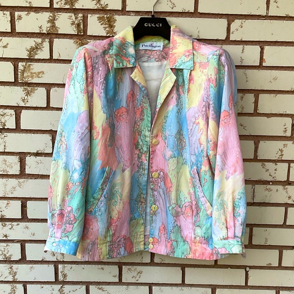 Vintage 80’s Watercolor Pastels Jacket Size Small